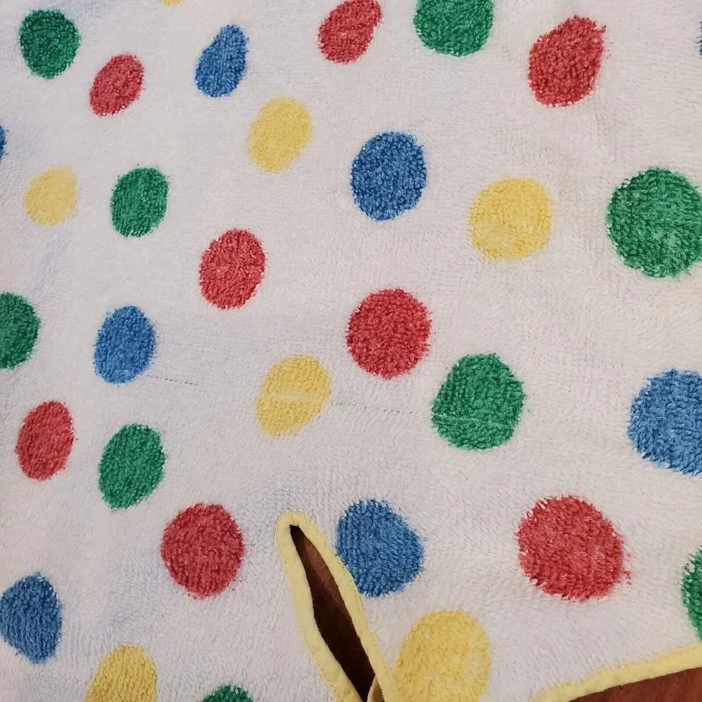 Vintage 70s Toddler Terrycloth Poncho‎ Polka Dot Fringe 26 X 26